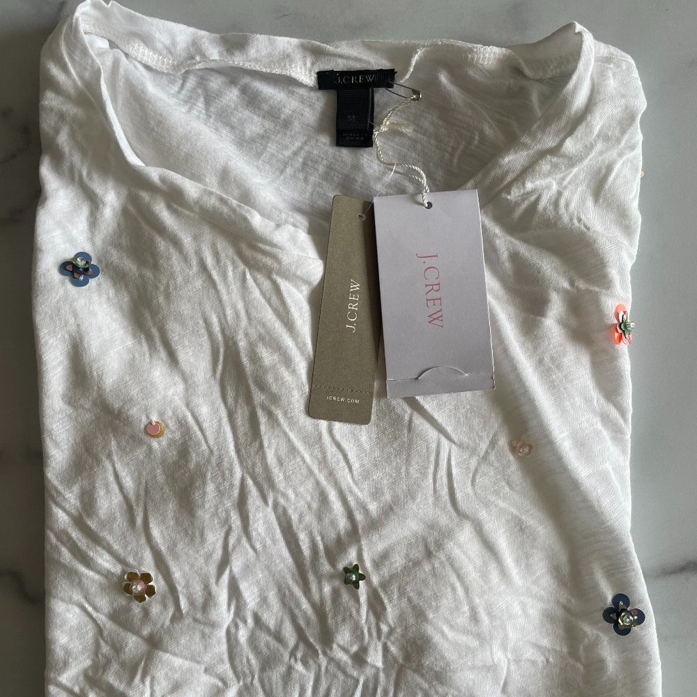 J. Crew Flower Sequin Tee sz M